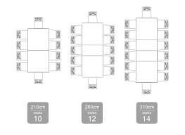 At the moment i'm using a dining table that's 36 x 96 (91 x 244cm) for the 10 person 'minimum size' and 'ideal size' arrangement there would be 1 person occupying each end of the table. 19 10 Seater Dining Table Top View Quality Teak