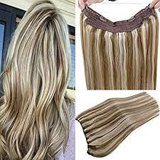 Amazon Com Laavoo Halo Hair Extensions 14 Fish Line Human Hair Extensions Highlight Color Light Brown T Halo Hair Extensions Flip Hair Human Hair Extensions