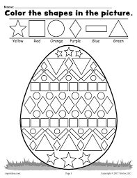 Sorting Shapes Worksheets For Kindergarten Easter Egg Shapes Worksheet Coloring Page In 2020 Easter Math Easter Worksheets Easter School