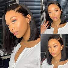 SHINEWIGHAIR Bob Wig Human Hair 13x4 Frontal Lace Wig for Black Women 180  Density Straight Glueless Wigs Human Hair Pre Plucked Natural Hairline (10  inch, 13x4 Bob wig): Buy Online at Best