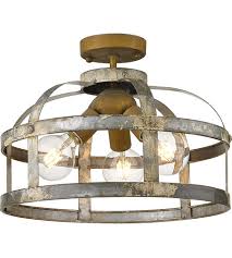 Golden Lighting 0869 Sf Cs Bavaria 3 Light 16 Inch Colonial Steel Semi Flush Ceiling Light