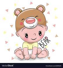 Cute Cartoon Baby Boy In A Bear Hat On A White Background Download A Free Preview Or High Quality Adobe Illustr Baby Cartoon Cute Cartoon Girl Safari Baby Png