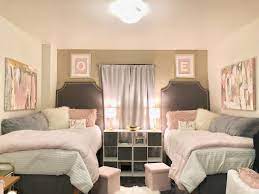 Put it over your bed. Pink White Gray And Gold Dorm Room Purple Dorm Rooms Pink And Grey Room College Dorm Room Decor