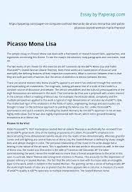 Another great piece and another great vignette kawaiidebu! Picasso Seated Woman And Mona Lisa Comparison Essay Example