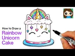 Drawing and cartoon sketching items you may need: How To Draw A Rainbow Unicorn Cake Myhobbyclass Com Learn Drawing Painting And Have Fun With Art And Craft