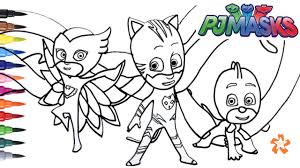 Color catboy, gekko and owlette with luna girl, romeo, and night ninja. Pj Masks Gekko Catboy And Owlette Coloring Pages For Children With Color Kids Tv Youtube