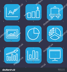 diagram icon set 9 outline diagram stock vector royalty