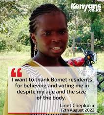 24-year-old Linet Chepkorir alias Toto lauds her residents for her win  despite her age and body size #KenyaDecides2022