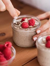 I have been looking for healthy snacks to help curb my sweet tooth and afternoon cravings for chocolate. Raspberry Almond Coconut Chia Pudding My Fresh Perspective Recipe Coconut Chia Pudding Chia Pudding High Fibre Desserts