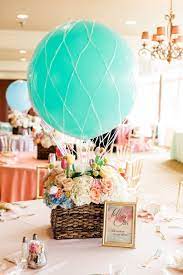 Up Up And Away Hot Air Balloon Baby Shower Chicago Style Weddings Hot Air Balloon Baby Shower Hot Air Ballon Baby Shower Baby Shower Balloon Decorations