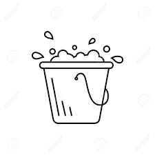 Black and white mop resting against a cleaning bucket #1097224 by pams clipart. Bucket Of Water Black And White Vector Outline Illustration Royalty Free Cliparts Vectors And Stock Illustration Image 77372828