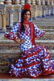 Photo Woman Wearing A Dress Typical Of Traditional Sevillanas Espana Styles Vary Over T Traditional Outfits Flamenco Dress Traditional Dresses
