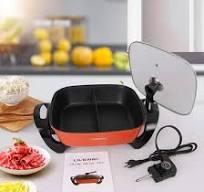 Liven Electric Hot Pot with Divider and Glass Lid