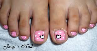 Diseños de uñas para pies. Diseno De Unas Para Pies Color Rosa Con Puntos Y Corazones Nailart Nail Unas Rosado Toe Nails Toe Nail Art Nail Art Designs