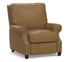 James Roll Arm Leather Recliner With Nailheads Leather Recliner Recliner Luxury Furniture Living Room