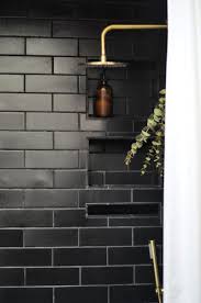 Shavonda Gardner Black Subway Tile Bathroom Fireclay Tile In 2020 Black Subway Tiles Brown Tile Shower Black Mosaic Tile Bathroom