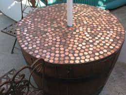 Recent Penny Table I Made Using A Half Of A Barrel And Tons Of Pennies Penny Table Barrel Table Artsy Fartsy