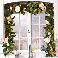 Real Touch White Magnolia Flower Leaf All Seasons Garland Etsy Magnolia Garland Magnolia Leaf Garland Christmas Garland