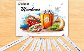 Caliart 100 Colors Artist Alcohol Markers Dual Tip Art Markers Twin Sketch Markers Pens Permanent Alcohol Based Markers With Case For Adult Kids