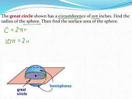 How to find the surface area of a great circle? Working Backwards From The Circumference Of A Great Circle To Find The Radius And Surface Area Of A Youtube