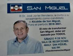 Deseo conocer el nombre y el perfil del candidato del pri a la alcaldia de la delegacion miguel hidalgo de la ciudad de. Lucia De Leon Ar Twitter Sabado 11 De Noviembre Sera La Presentacion Del Candidato Alcalde De San Miguel El Dr Jose Javier Renderos Arenafraccion Arenaoficial Https T Co 8t6wudsmjb