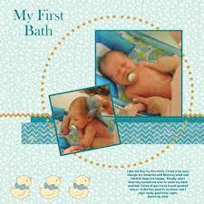 The photo mats are slightly larger than 4 by 6 to give a nice edge to all your wonderful photos. Stampin For Me My First Bath Scrapbook Page Baby Scrapbook Pages Baby Boy Scrapbook Layouts Boy Scrapbook Layouts