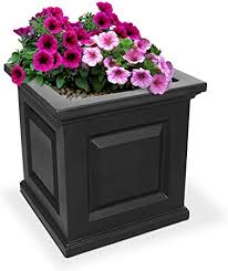 My newly stained concrete patio looks so much more lively now! Pure Garden 50 Lg5010 Black Square Planter Box Lattice Container For Flowers Plants Planters Patio Lawn Garden Prb Org Af