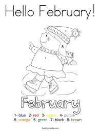 The fabulous february coloring page is sure to bring a bit of sunshine into your heart. Hello February Coloring Page Twisty Noodle