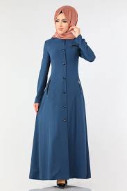 Modaselvim Pardesu Kapsonlu Dugmeli Pardesu Pd8123 Indigo Hijab Fashion Fashion Dresses