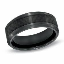 Mens 80mm Comfort Fit Carbon Fiber Inlay Black Titanium Wedding Band - Size 10 Zales