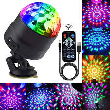 Disco Ball Party Lights Portable Rotating Lights Sound Activated Led Strobe Light 7 Color With Remote
