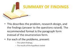 Summary Of Findings This Describes The Problem Research Design And The Findings Answer To The Questions Raise Thesis Research Paper This Or That Questions