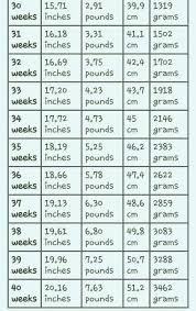 growth spurt chart weeks 30 40 pregnancychart baby weight