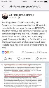 Bullets Changing To Narrative Format Airforce