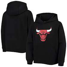 Mitchell & ness women's chicago bulls red funnel neck pullover hoodie. Youth Black Chicago Bulls Primary Logo Fleece Pullover Hoodie