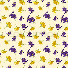This vibrant pattern features flowers and leaves in shades of yellow and orange on a saturated blue background. Seamless Cute Floral Pattern Purple Stock Vector Colourbox