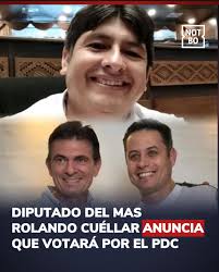 Diputado MAS del ala arcista anuncia que votará por el PDC “Mi voto va a  ser por el PDC, como ciudadano”. Así el diputado exarcista Rolando Cuéllar  anunció que ha decidido inclinarse