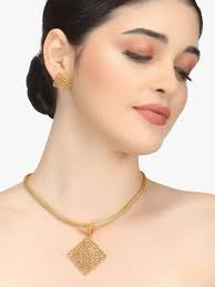 Buy Adwitiya Collection Women 24CT Women Gold Plated Square Shaped Pendent  Set with Chain