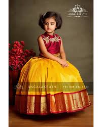 Angalakruthi Designer Studio On Instagram Kanchivaram Lehenga Kids Pattu Pavada South Indian T Kids Blouse Designs Dresses Kids Girl Kids Designer Dresses