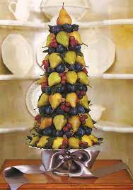 Or you can choose to have a christmas tree centerpiece, hand created with flowers and greens. Using Produce In Centerpieces A Crazy Easter Table Idea Fruit Christmas Tree Fruit Fruit Centerpieces