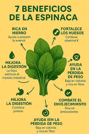 La #Espinaca es alta en #Fibra que nos ayuda a mejorar el tránsito  intestinal y nos proporciona mayor sensación de saciedad, además contiene  hierro, magnesio y ácido fólico. ¡Consúmela! #Alimentación