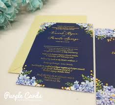 Kami menyediakan perkhidmatan kad kahwin serendah rm0.35 sekeping. Navy Blue Watercolour Wedding Card