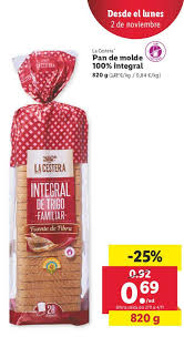 Oferta 25 La Cestera Pan De Molde 100 Integral 820 G En Lidl
