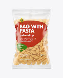 Matte Plastic Bag With Conchiglie Pasta Mockup In Bag Sack Mockups On Yellow Images Object Mockups
