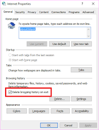 In Internet Options Why Does Delete Browsing History On Exit Keep Getting Enabled Automatically Super User