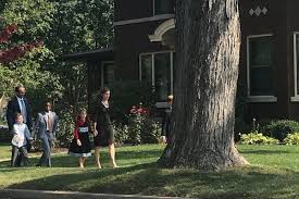 Barrett With Children In Tow Is Seen Leaving Her Indiana Home The New York Times