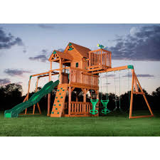 Backyard Discovery Skyfort Ii Cedar Swing Set Play Set Sam S Club Cedar Swing Sets Outdoor Wooden Swing Backyard Play