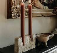 Candelabro de mármol de 2 agujeros para boda, comedor, fiesta, candelabro  cónico de piedra de travertino Vintage para centro de mesa - AliExpress
