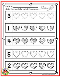 Reinforce Counting Practice One To Ten Math Concepts Such As Same Different Larger Smaller Tal Valentine Math Preschool Math Valentines Valentine Worksheets