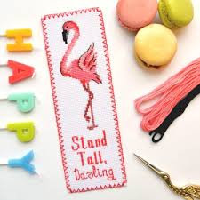 Also use our online tools and caption/border maker to chart your own text and words. Cross Stitch Bookmark Kit Flamingo